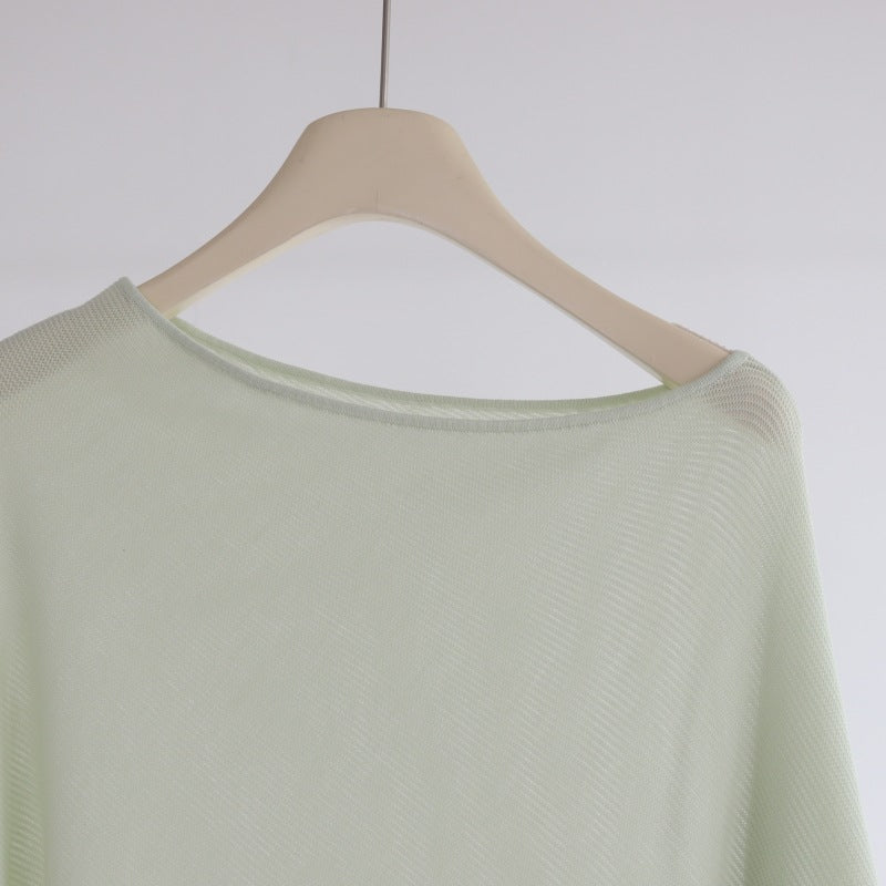 Sleeveless One-piece Shawl-style Knit Top