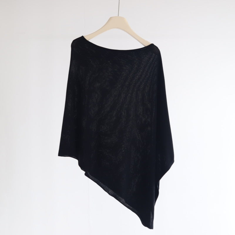 Sleeveless One-piece Shawl-style Knit Top