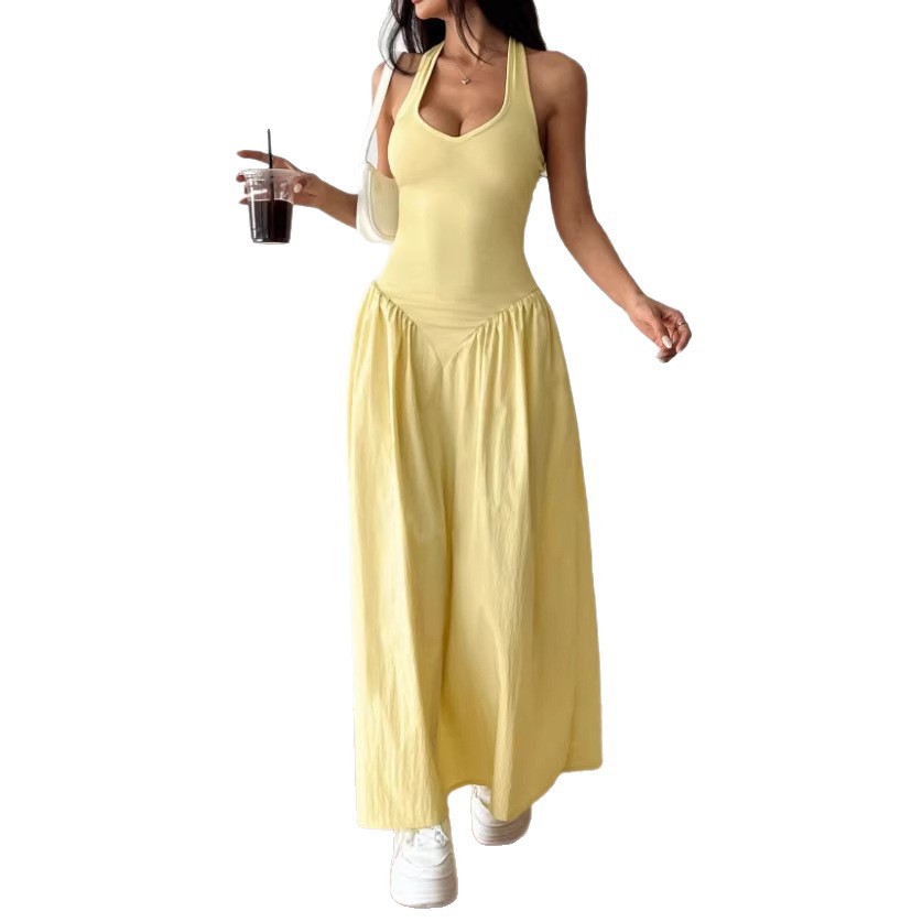European And American-style French Deep V-neck Backless Dress