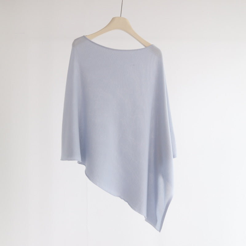 Sleeveless One-piece Shawl-style Knit Top