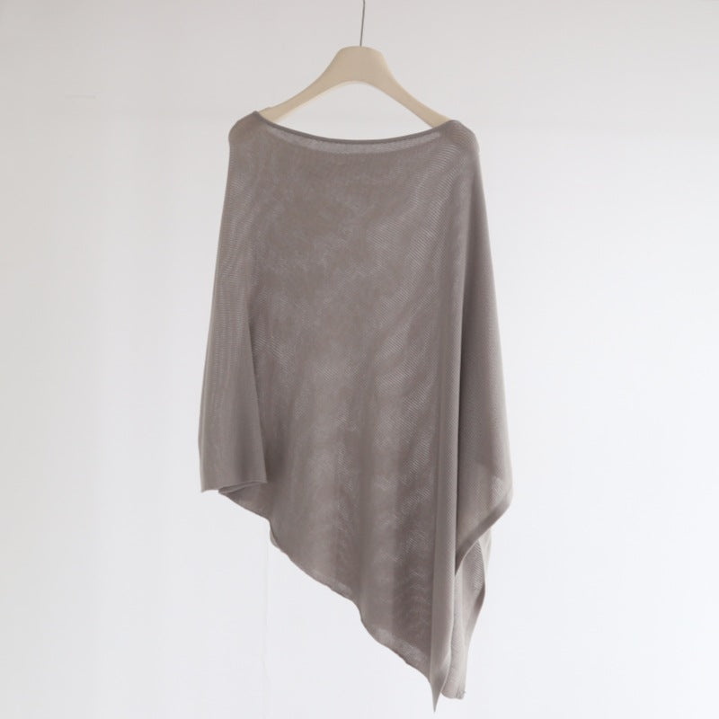 Sleeveless One-piece Shawl-style Knit Top