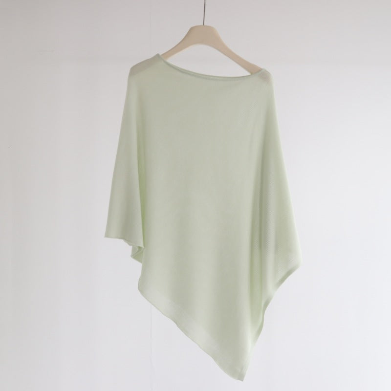 Sleeveless One-piece Shawl-style Knit Top